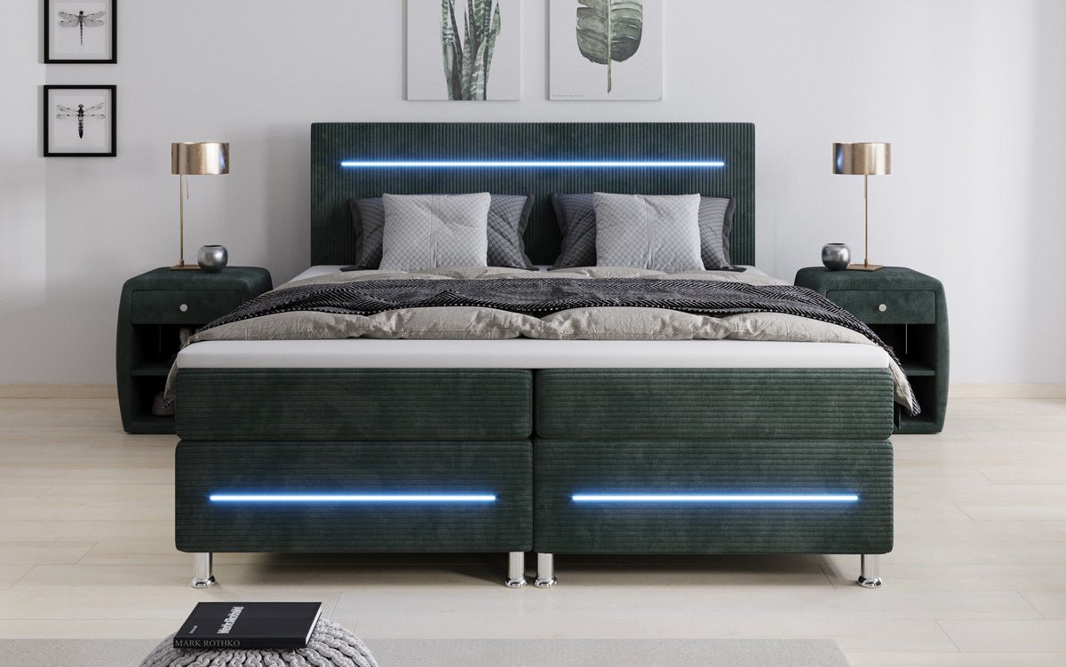 Boxspringbed Sejour met LED in Ribstof