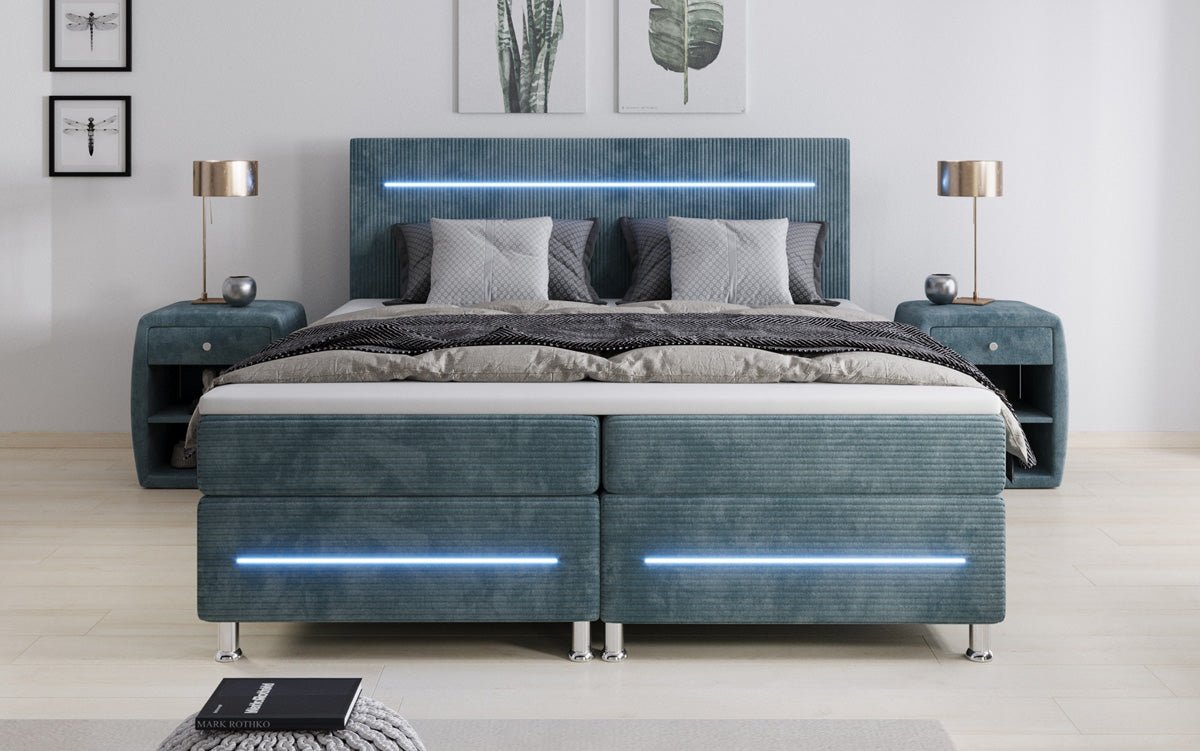 Boxspringbed Sejour met LED in Ribstof