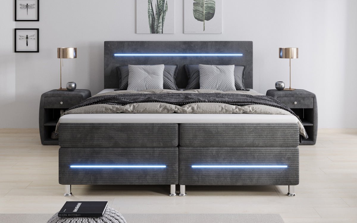 Boxspringbed Sejour met LED in Ribstof