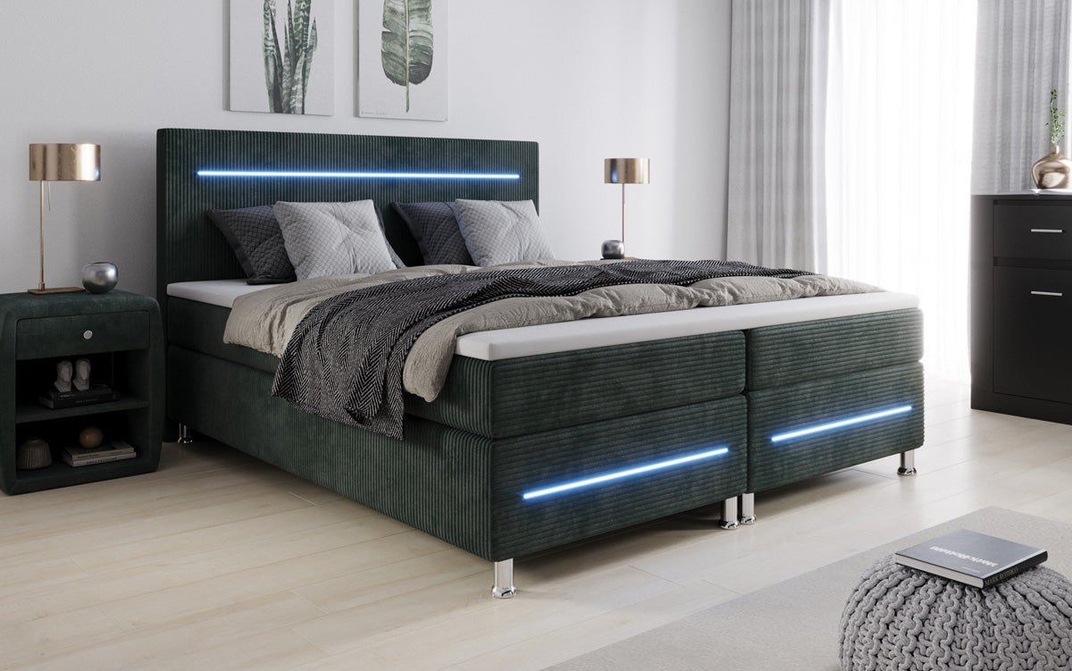 Boxspringbed Sejour met LED in Ribstof