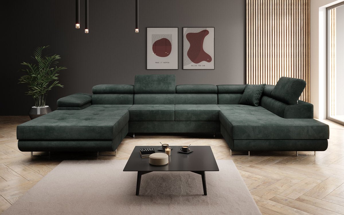 Designer Sofa Lago met slaap- en klapfunctie in corduroy