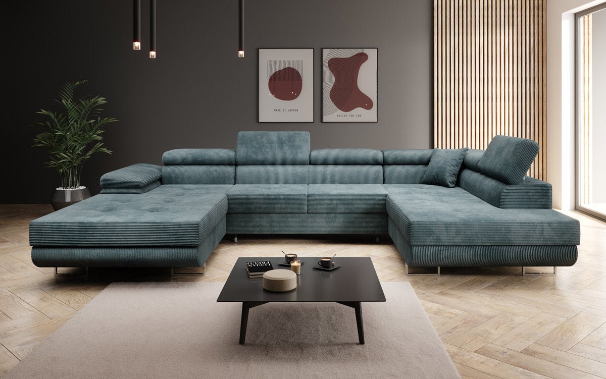 Designer Sofa Lago met slaap- en klapfunctie in corduroy