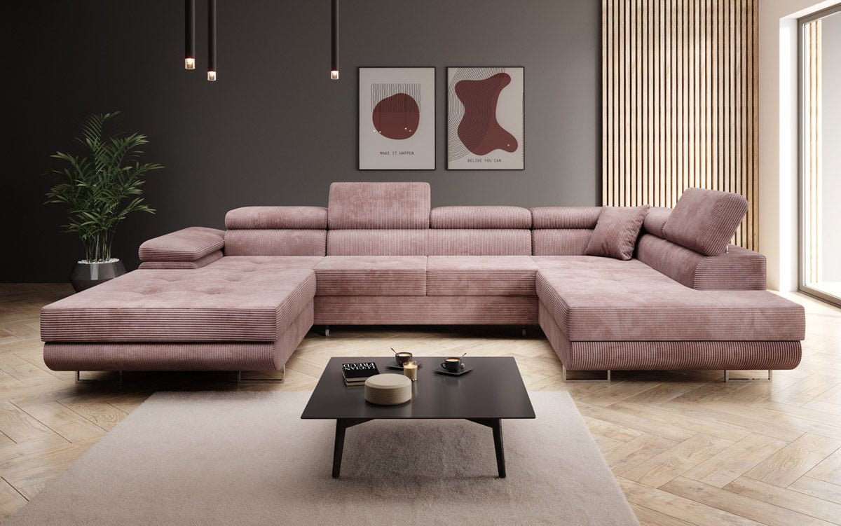 Designer Sofa Lago met slaap- en klapfunctie in corduroy