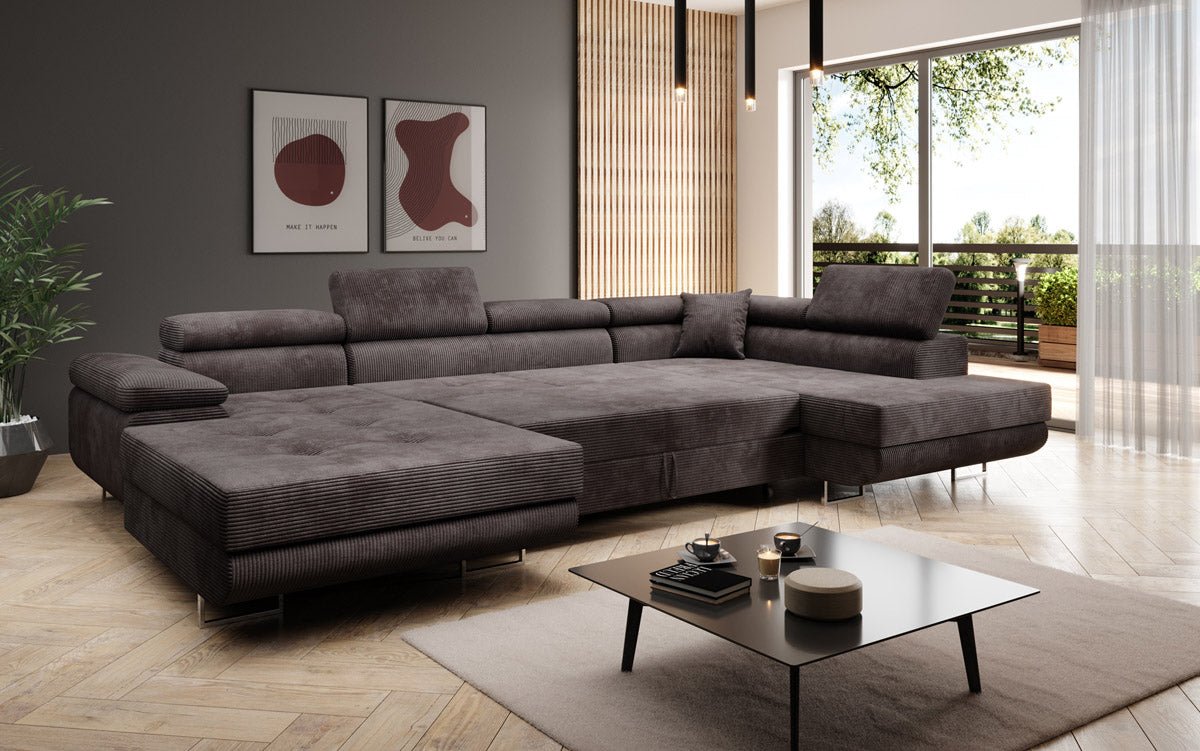 Designer Sofa Lago met slaap- en klapfunctie in corduroy