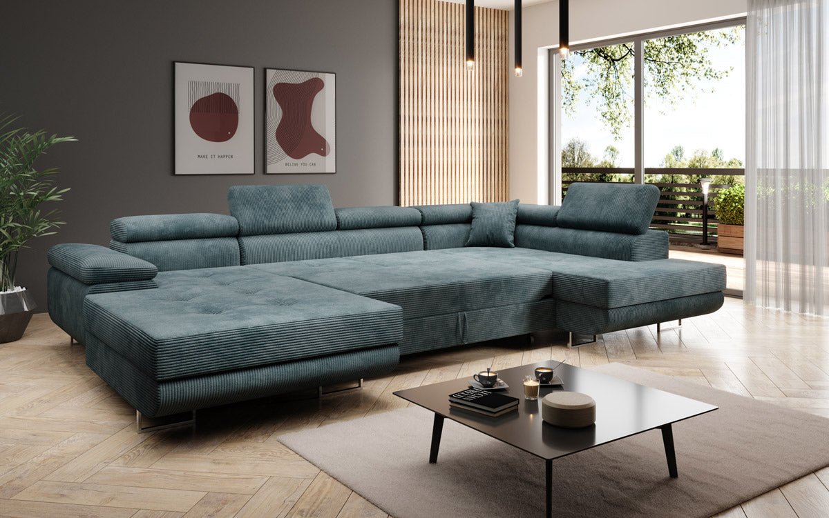 Designer Sofa Lago met slaap- en klapfunctie in corduroy