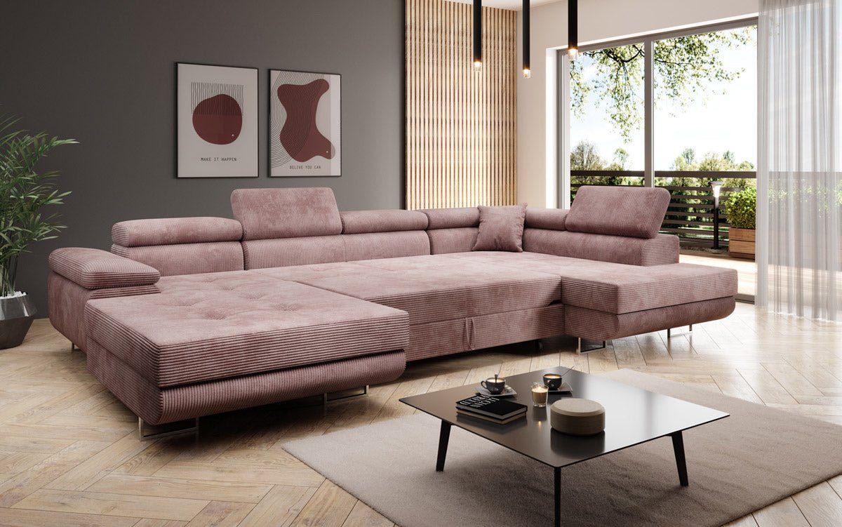 Designer Sofa Lago met slaap- en klapfunctie in corduroy