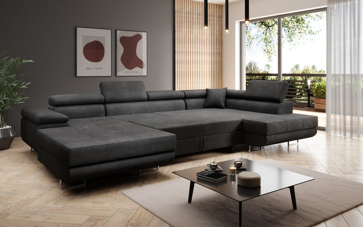 Designerbank Lago met slaap- en klapfunctie in bouclé