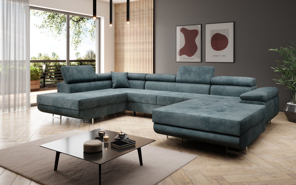 Designer Sofa Lago met slaap- en klapfunctie in corduroy