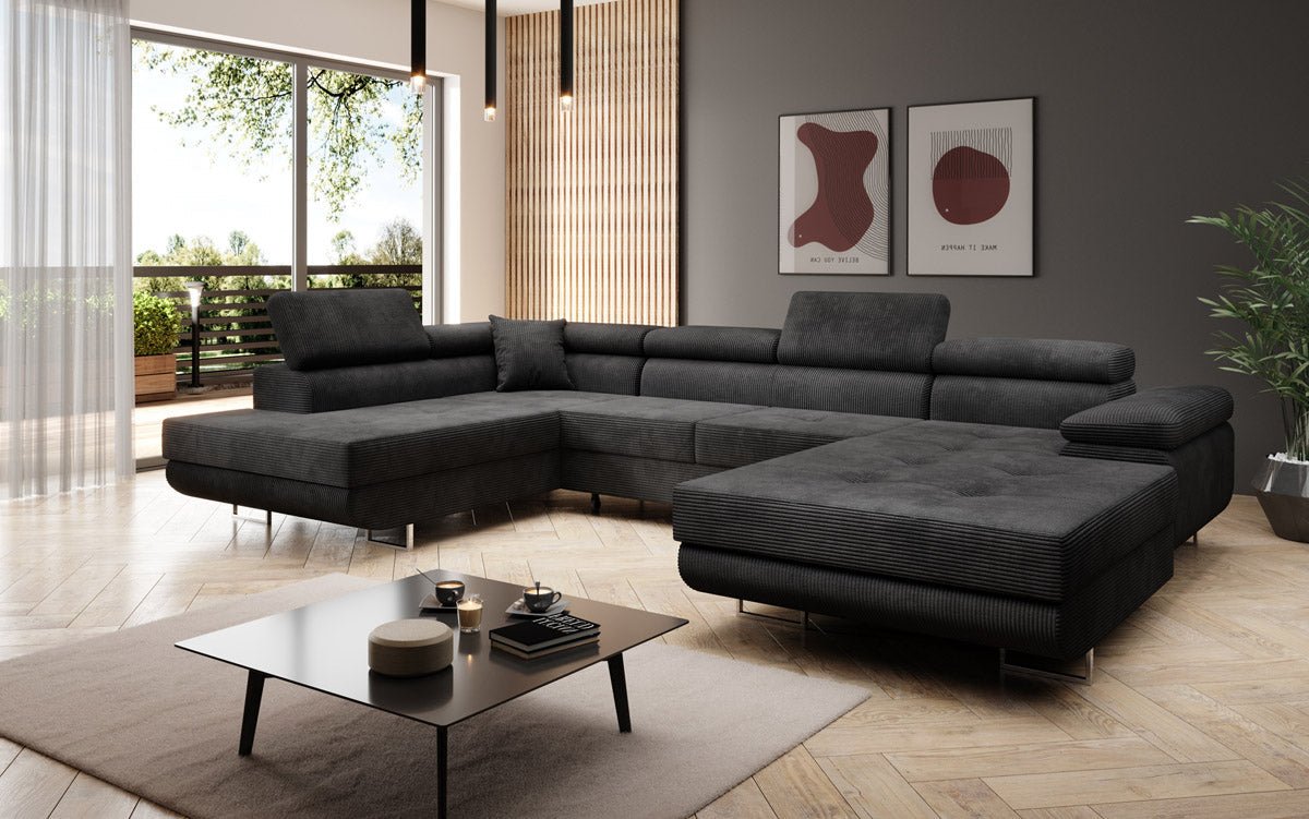 Designer Sofa Lago met slaap- en klapfunctie in corduroy