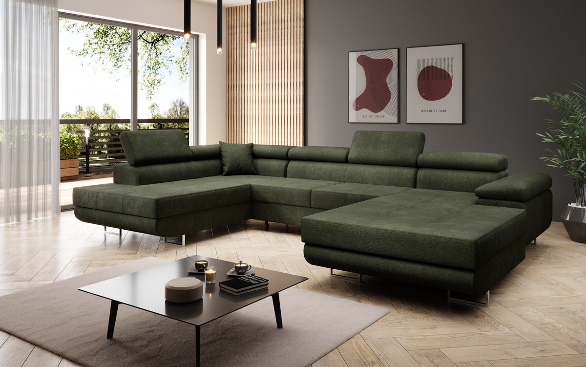 Designerbank Lago met slaap- en klapfunctie in bouclé