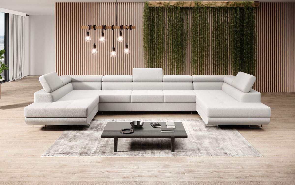 Designerbank Taormina met slaap- en klapfunctie in bouclé