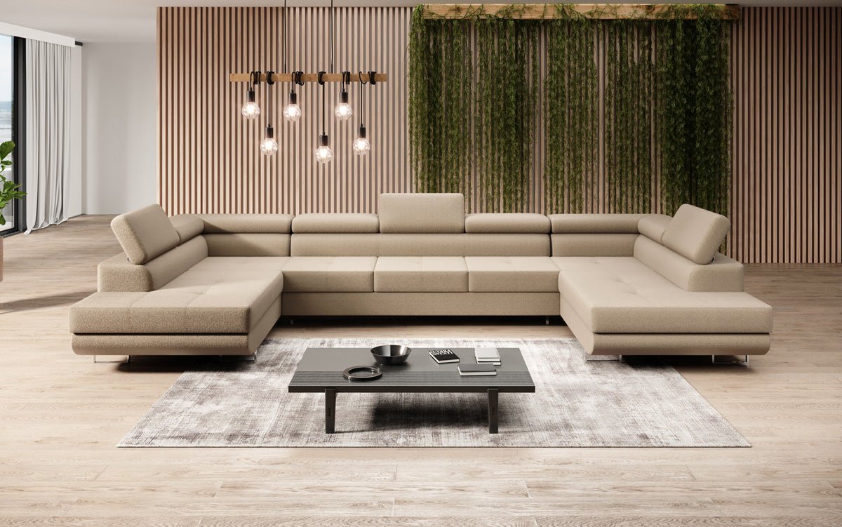 Designerbank Taormina met slaap- en klapfunctie in bouclé