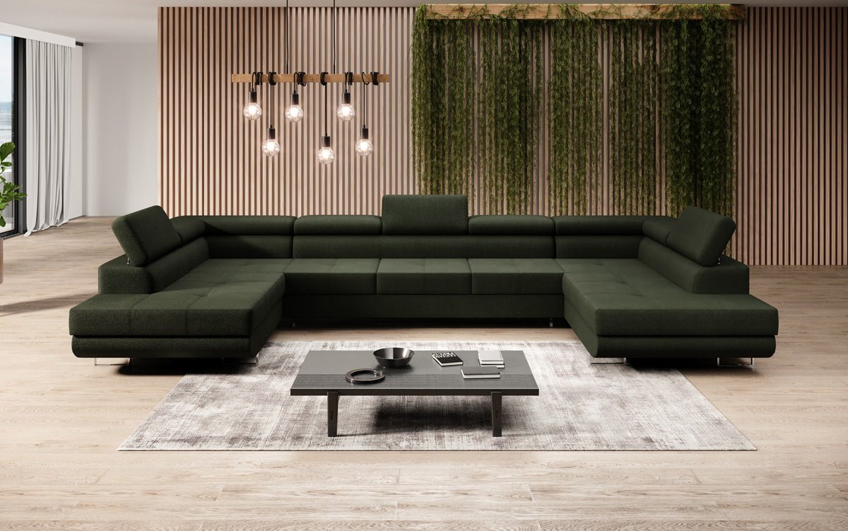 Designerbank Taormina met slaap- en klapfunctie in bouclé