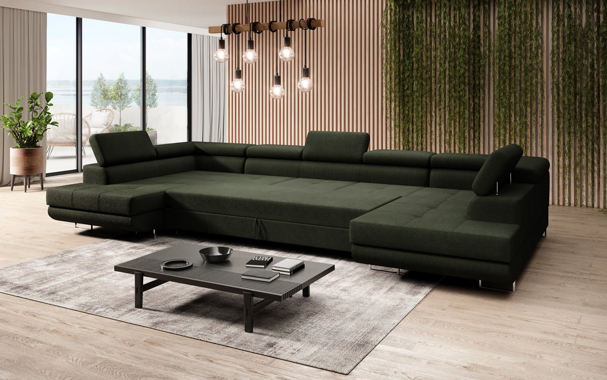 Designerbank Taormina met slaap- en klapfunctie in bouclé