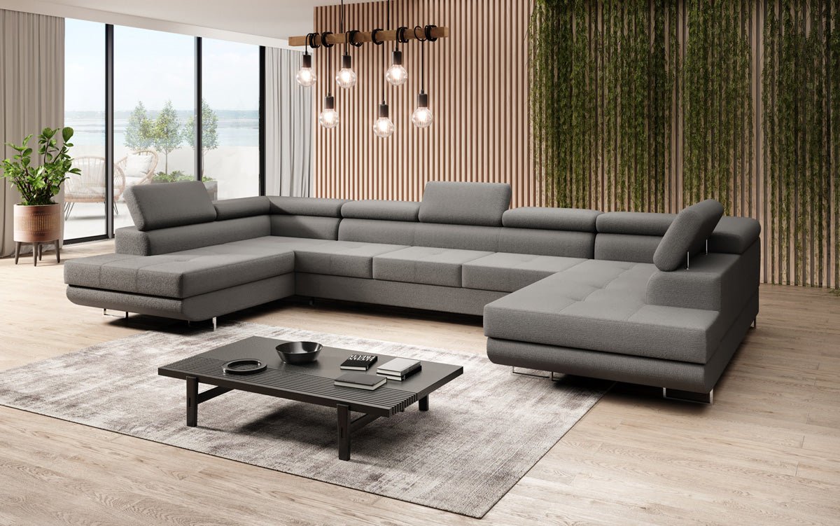 Designerbank Taormina met slaap- en klapfunctie in bouclé