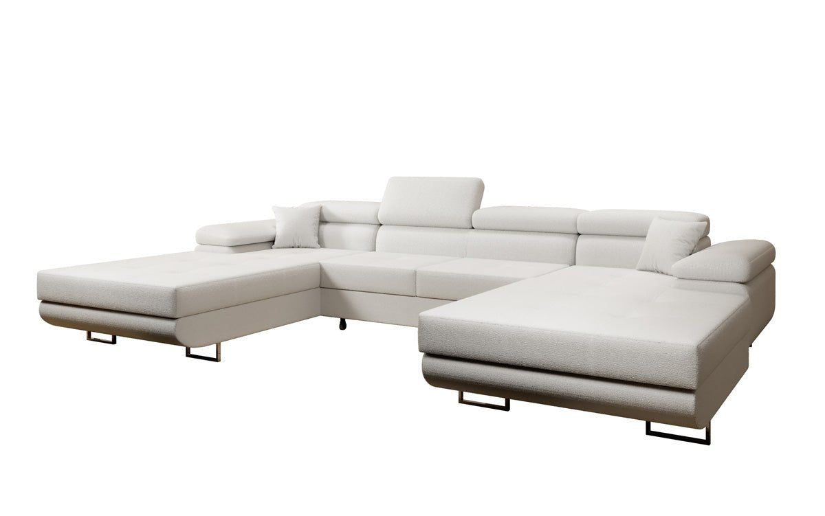 Designerbank Calvera U met slaap- en klapfunctie in bouclé