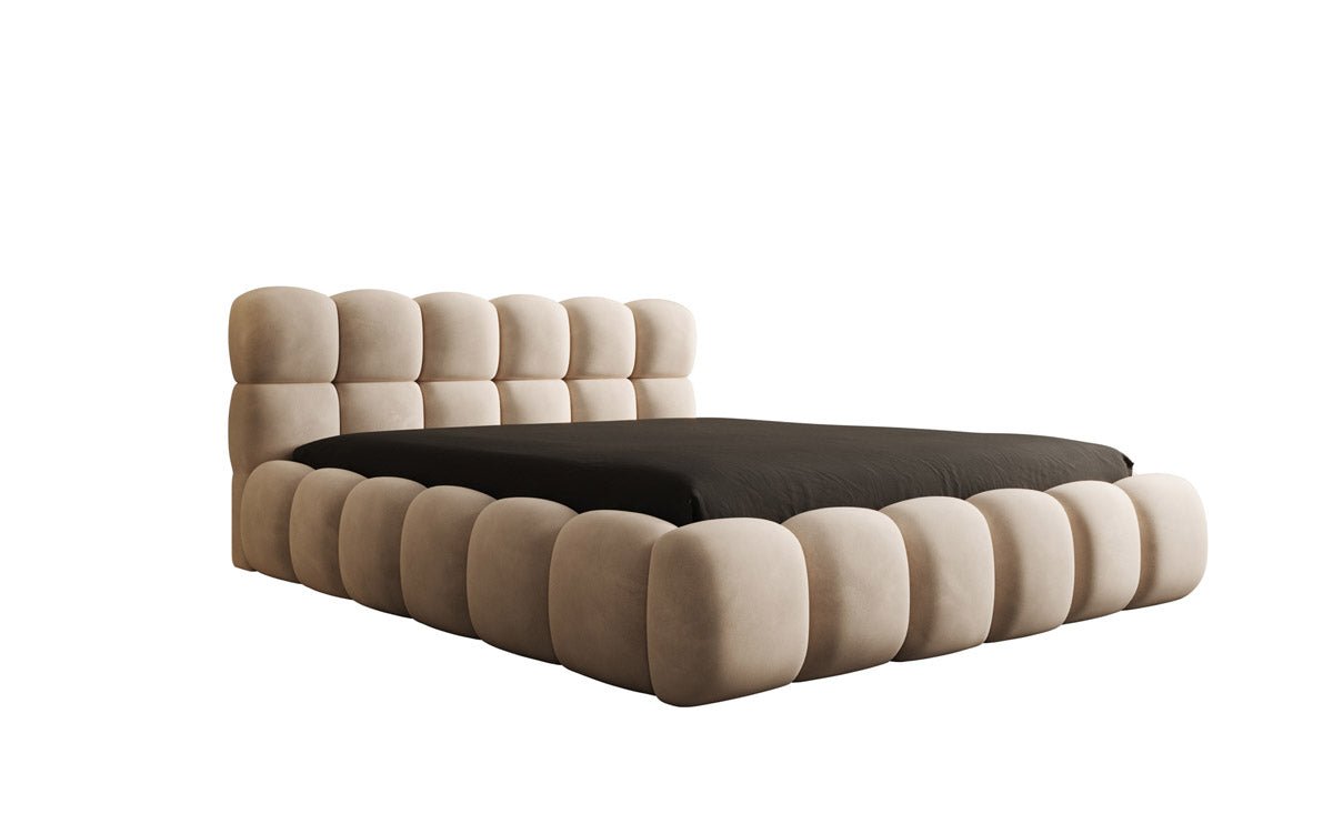 Designer Polsterbett Boston Samt mit Stauraum inkl. Aufbau