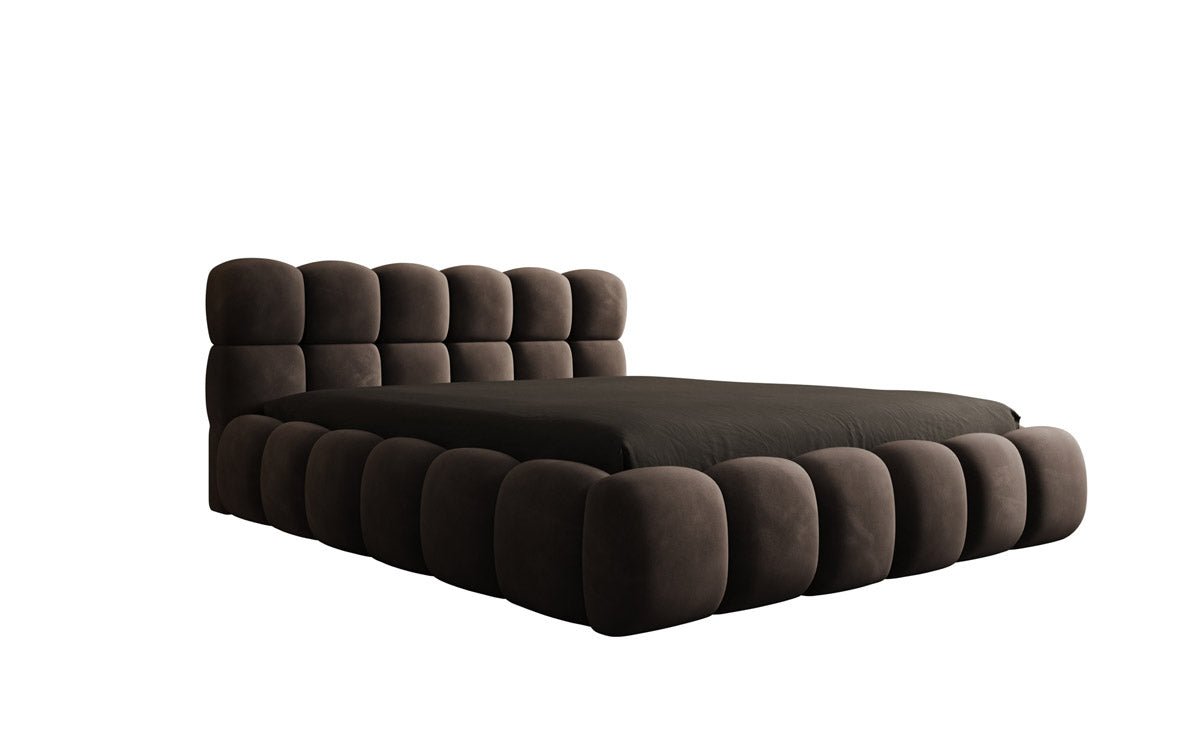 Designer Polsterbett Boston Samt mit Stauraum inkl. Aufbau