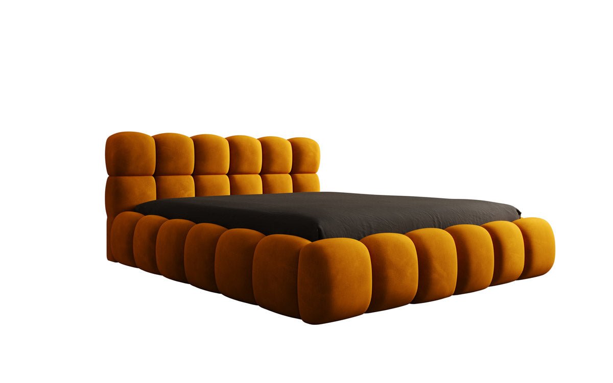 Designer Polsterbett Boston Samt mit Stauraum inkl. Aufbau
