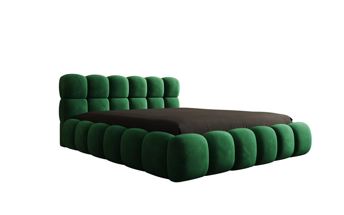 Designer Polsterbett Boston Samt mit Stauraum inkl. Aufbau