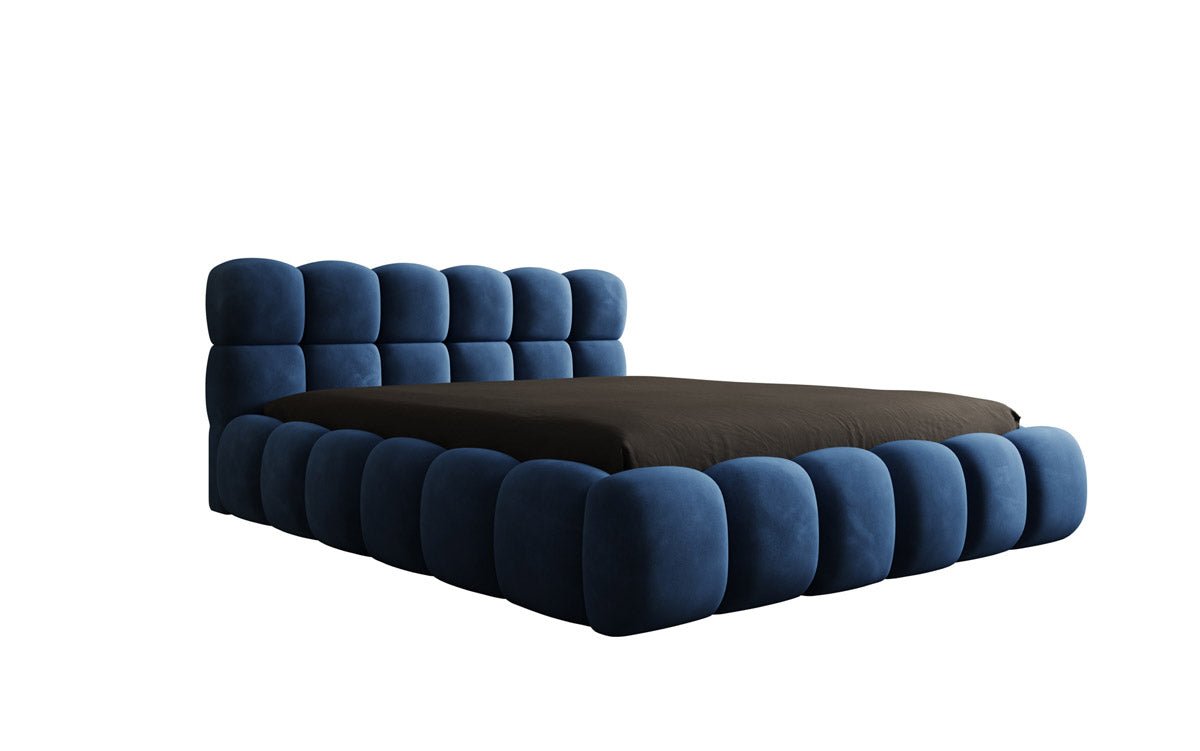 Designer Polsterbett Boston Samt mit Stauraum inkl. Aufbau