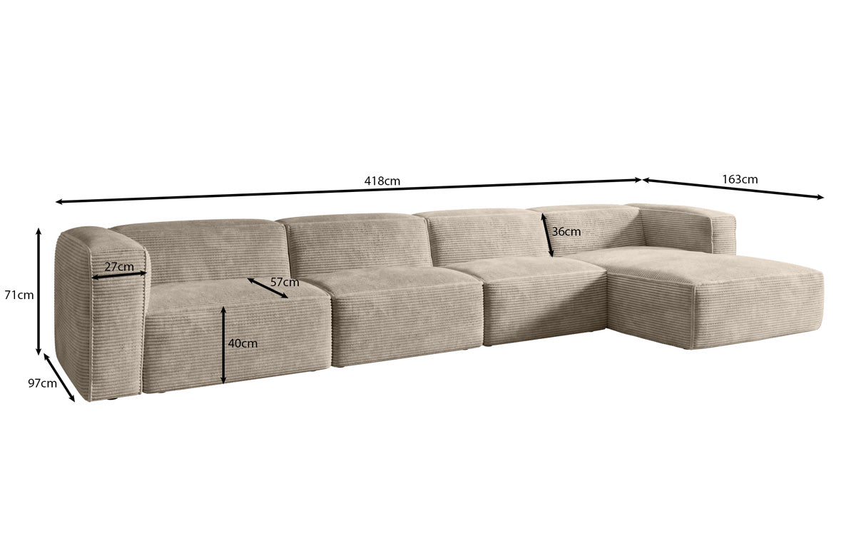 Designer Sofa Comfy L Maxi in Ribstof