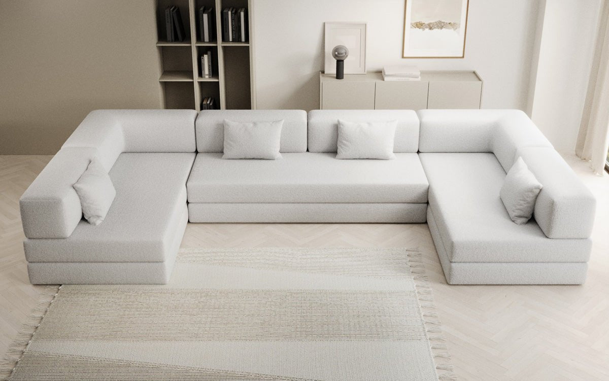 Designerbank Lazy U in Bouclé