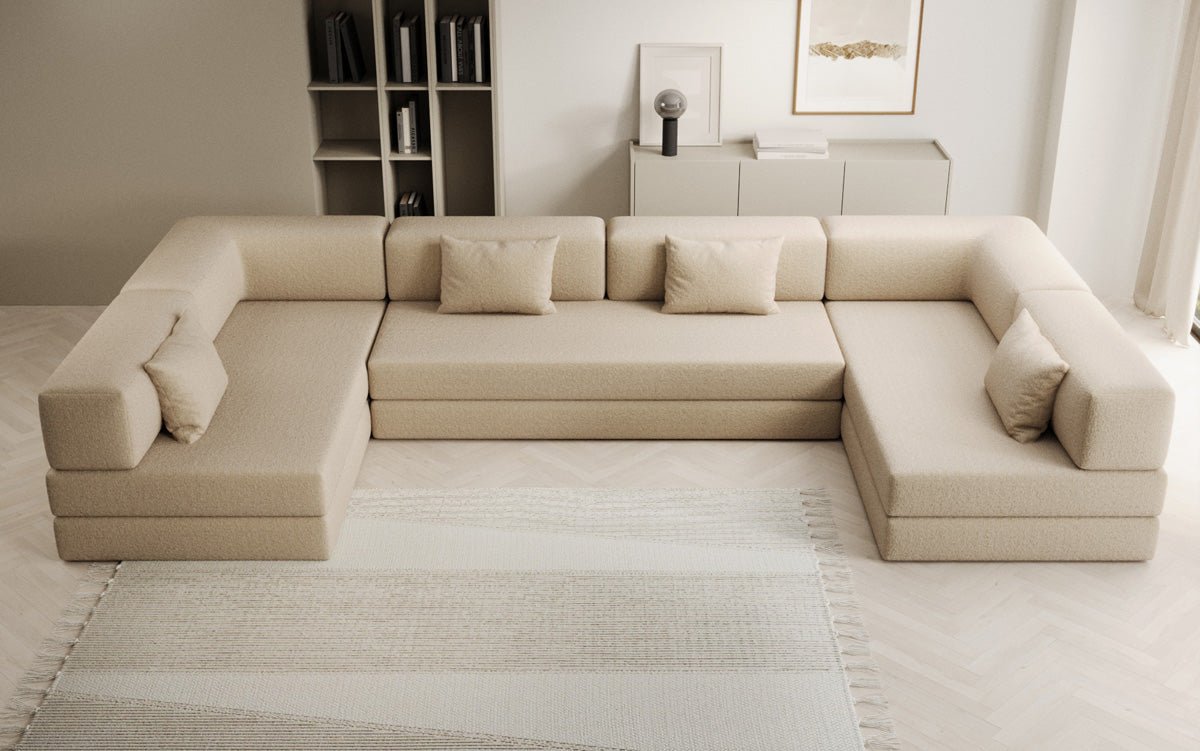 Designerbank Lazy U in Bouclé