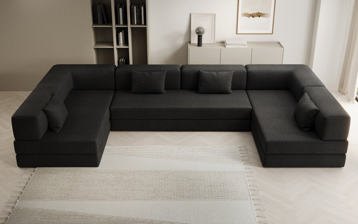 Designerbank Lazy U in Bouclé