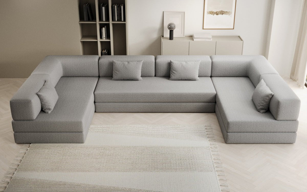 Designerbank Lazy U in Bouclé