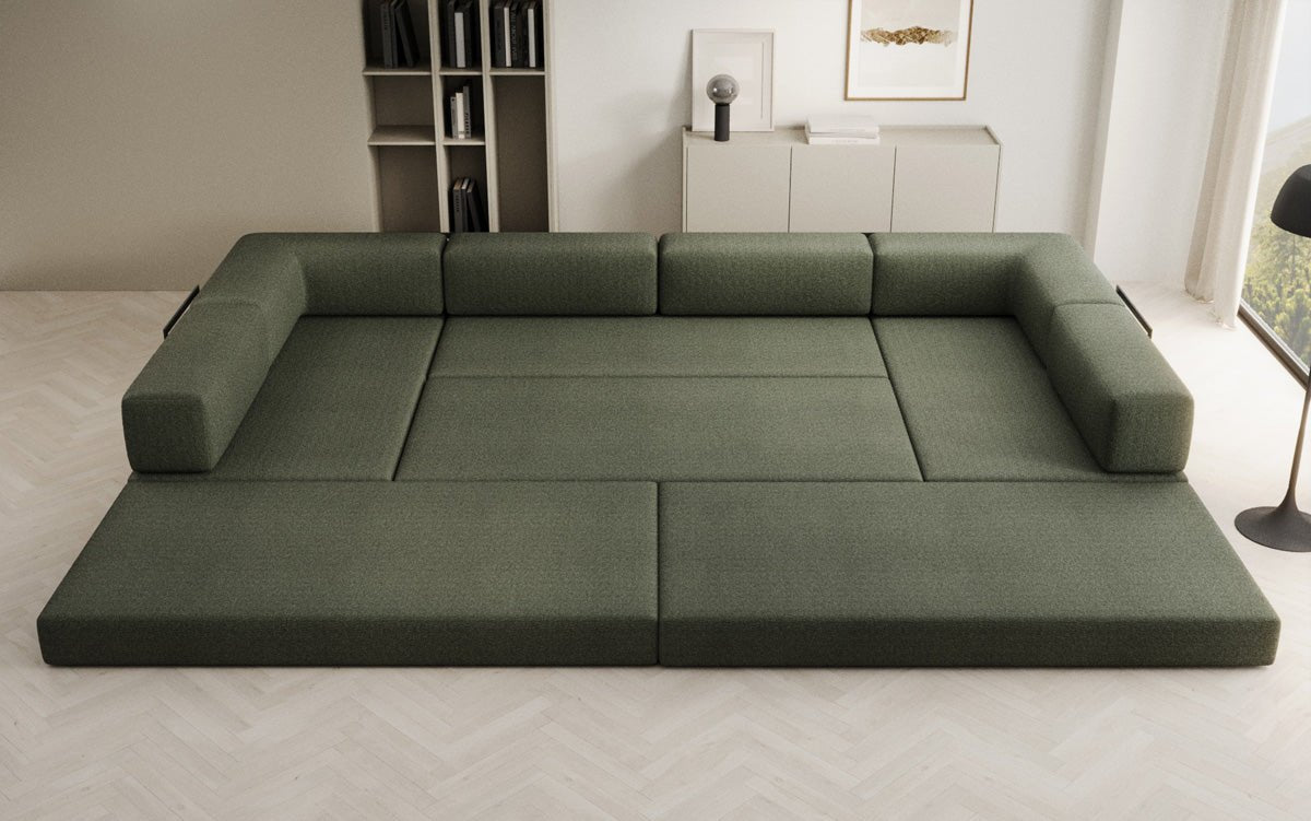 Designerbank Lazy U in Bouclé