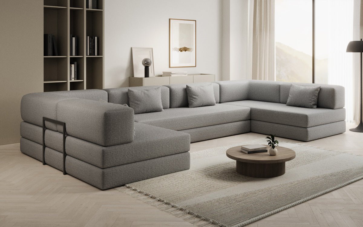 Designerbank Lazy U in Bouclé