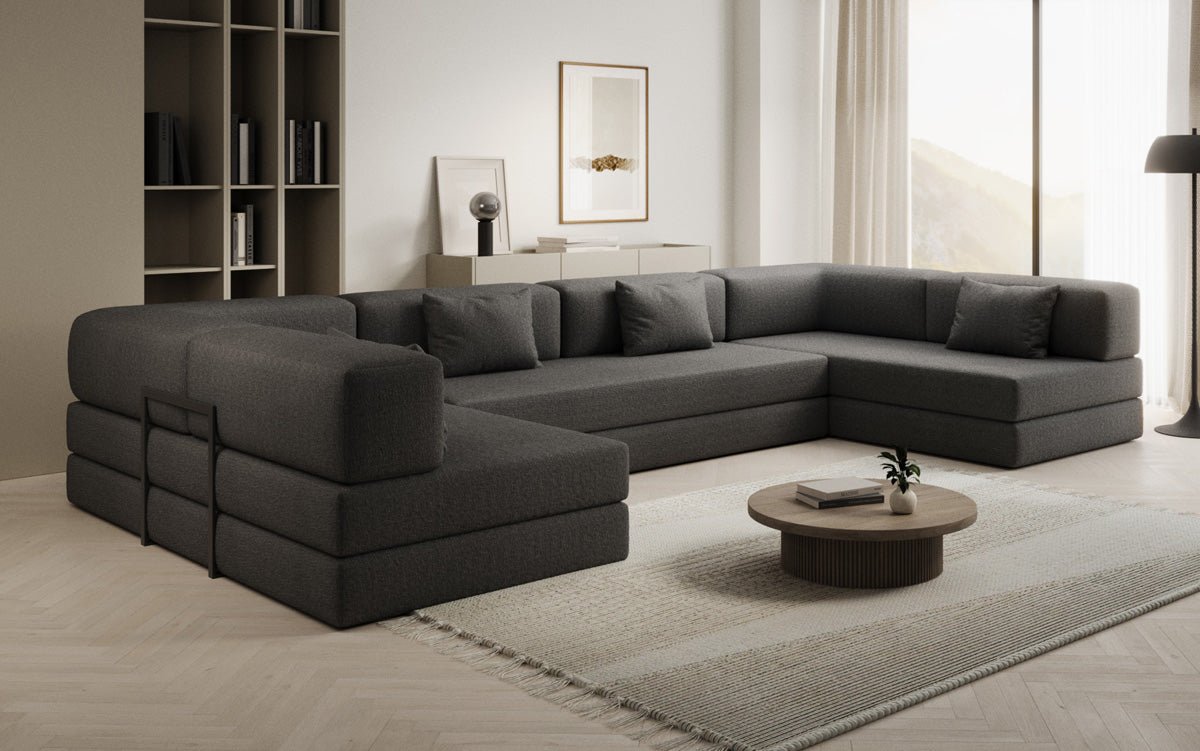 Designerbank Lazy U in Bouclé