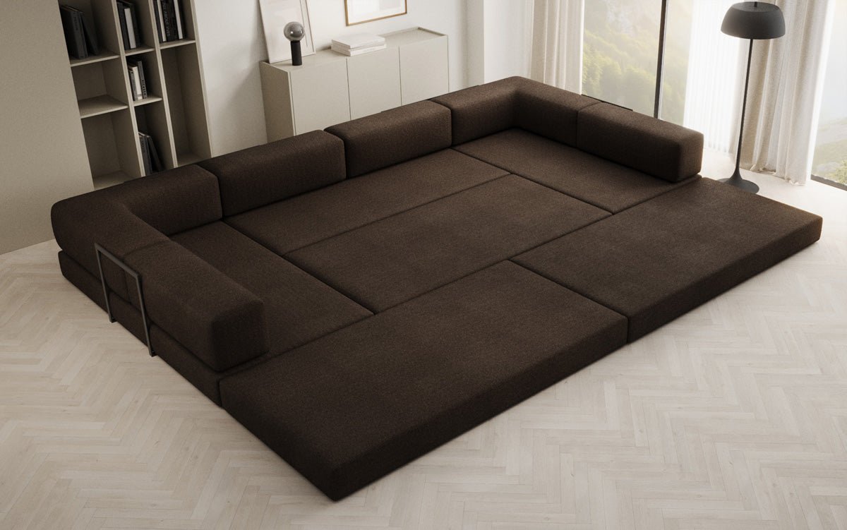 Designerbank Lazy U in Bouclé