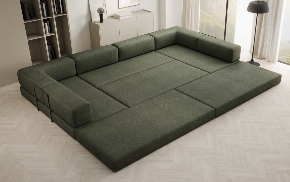 Designerbank Lazy U in Bouclé
