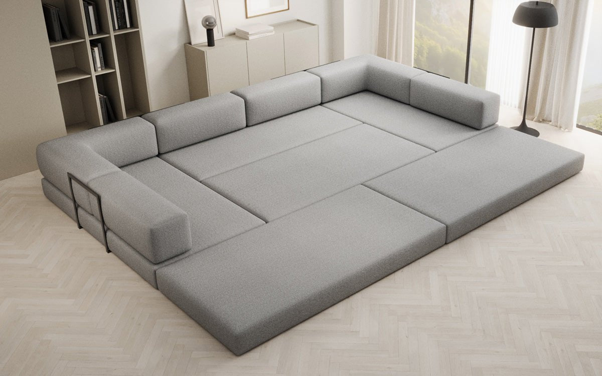 Designerbank Lazy U in Bouclé