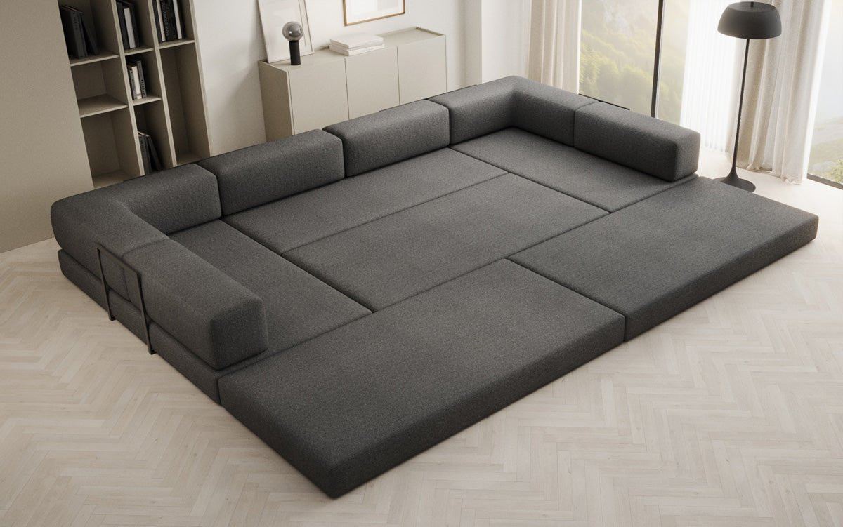 Designerbank Lazy U in Bouclé