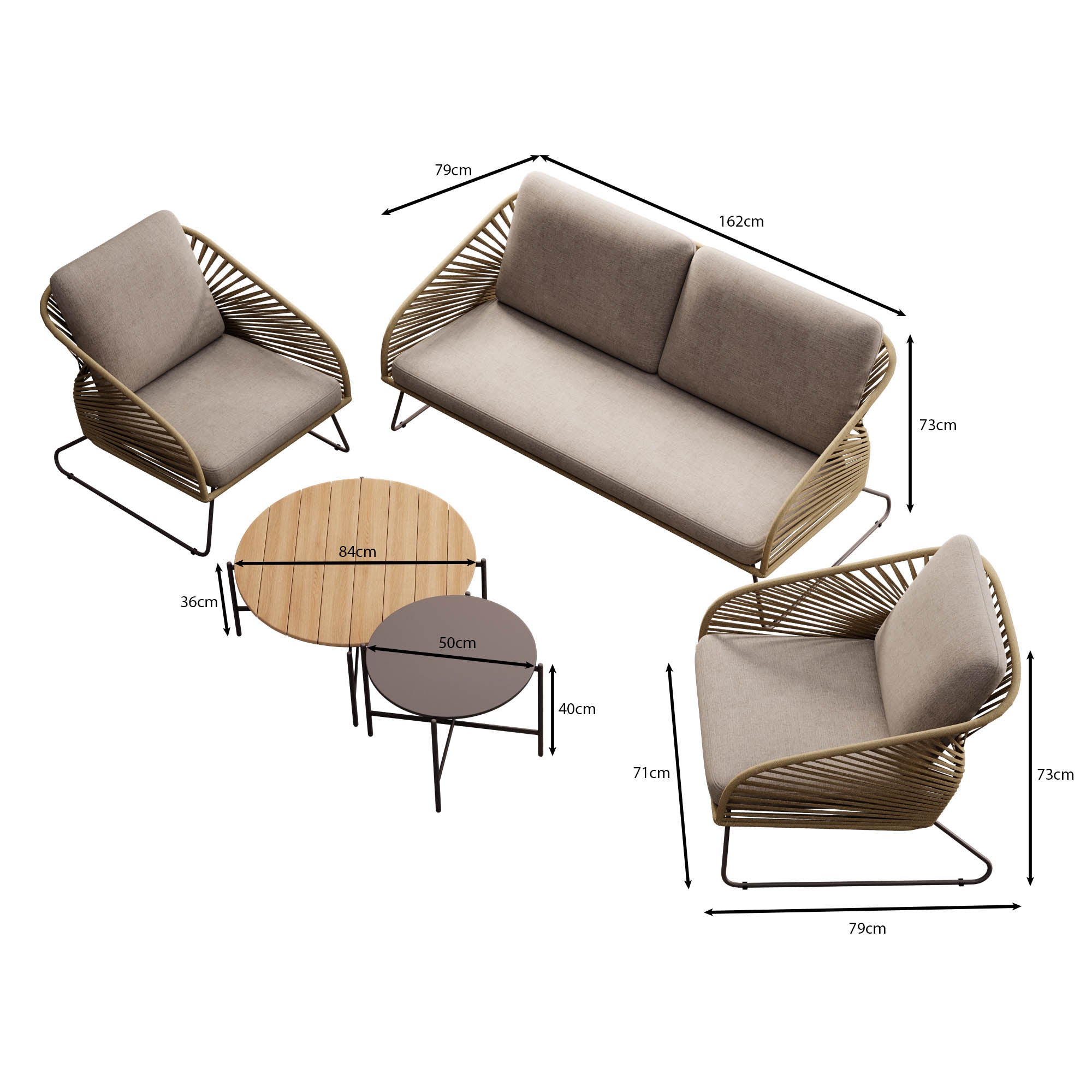Garten Lounge Set Veleno Beige/Zand