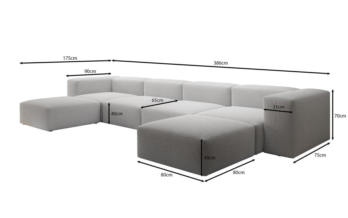 Designer U Sofa Snug in Bouclé