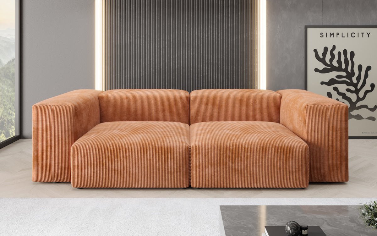 Designer 2-seater Snug sofa in corduroy