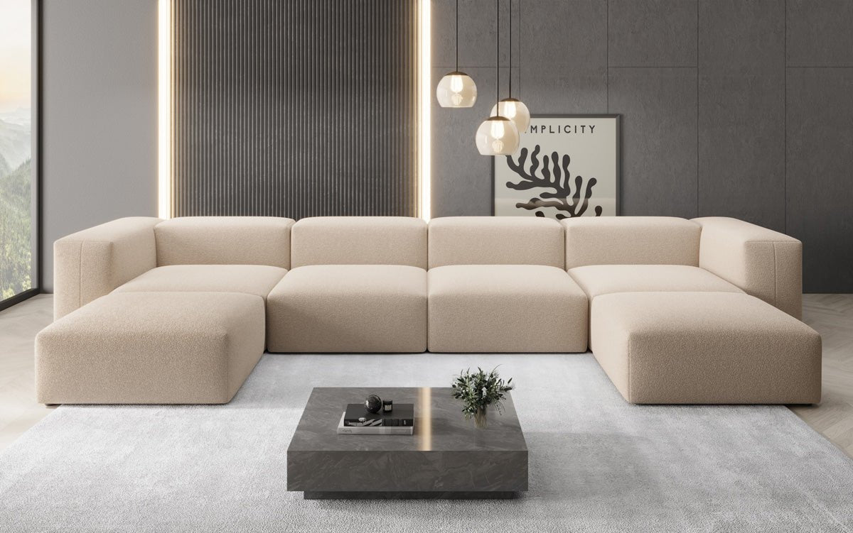 Designer U Sofa Snug in Bouclé
