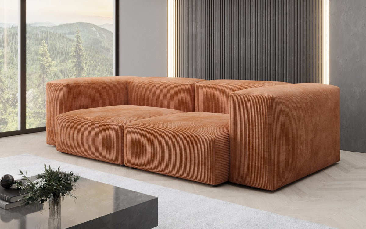 Designer 2-seater Snug sofa in corduroy