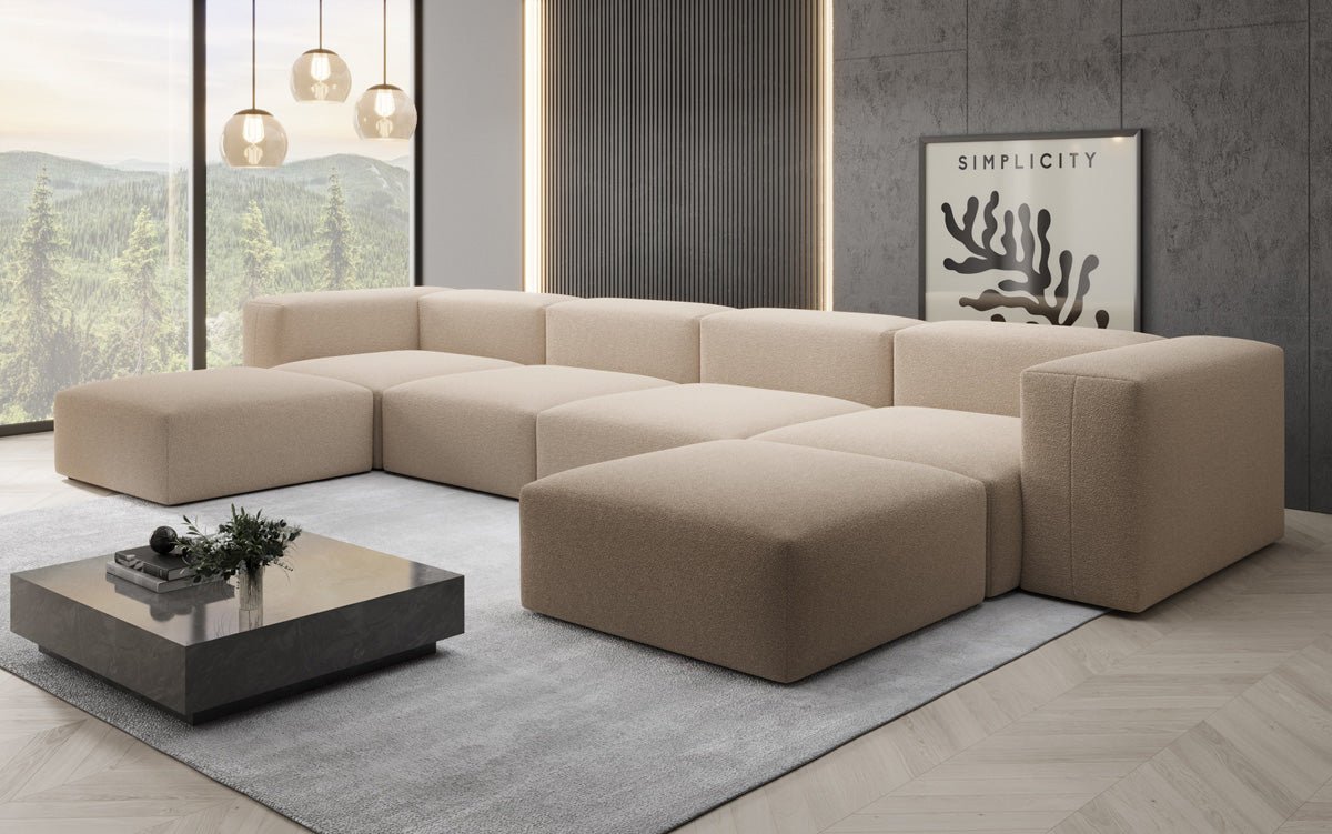 Designer U Sofa Snug in Bouclé