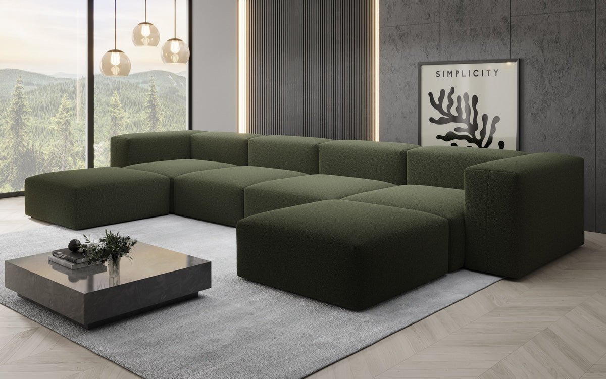 Designer U Sofa Snug in Bouclé