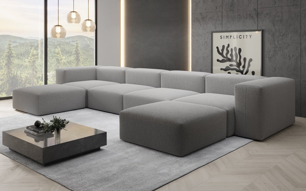 Designer U Sofa Snug in Bouclé