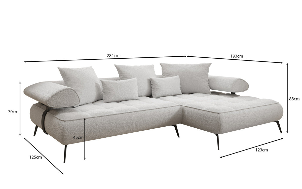 Designerbank Sydney L II Bouclé met elektrische slaapfunctie