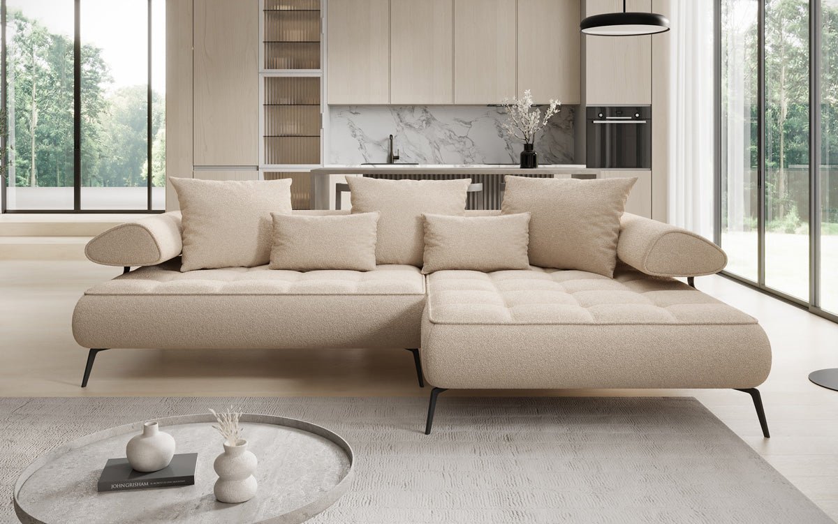 Designerbank Sydney L II Bouclé met elektrische slaapfunctie