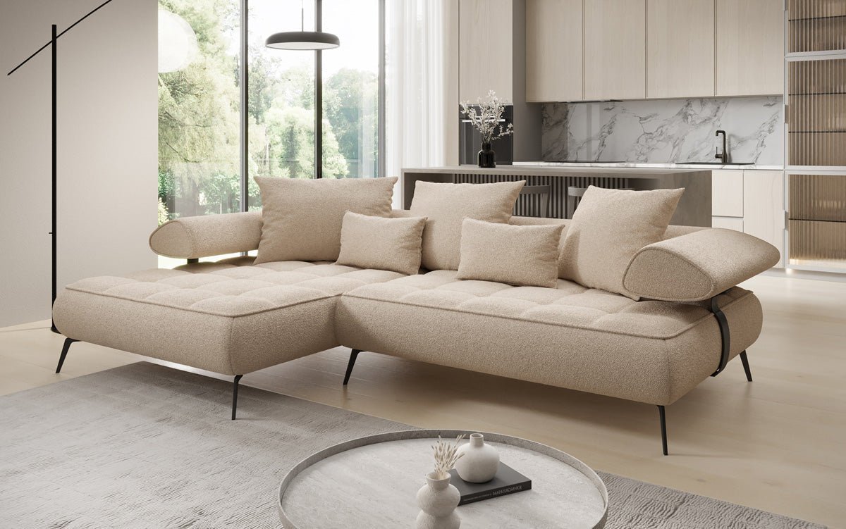 Designerbank Sydney L II Bouclé met elektrische slaapfunctie