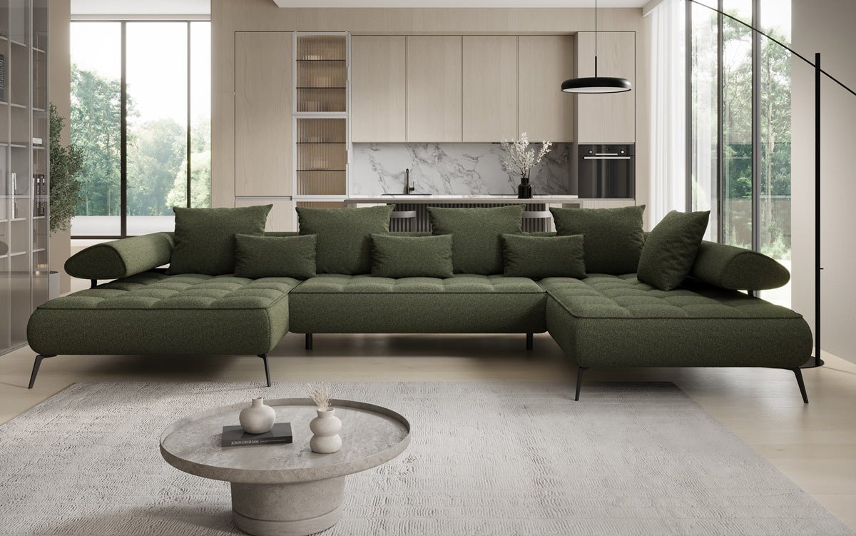 Designer U Sofa Sydney Bouclé with electric sleeping function