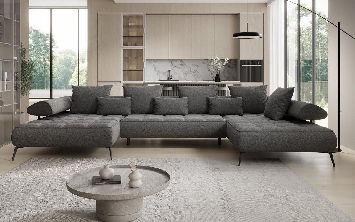 Designer U Sofa Sydney Bouclé with electric sleeping function